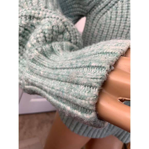 A New Day Women's Ribbed Cable Knit Sweater Med Mint Green Crewneck Cottagecore - Picture 9 of 14